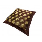 JAIPURI CUSHION COVER PILLOW CASE FLORAL DESIGN SILK FABRIC BROWN COLOR SIZE 17x17 INCH